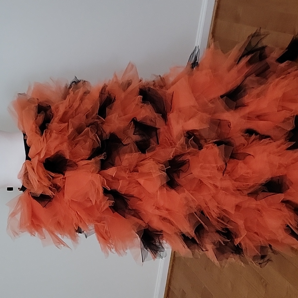 Handmade Halloween wrap on Tulle skirt. Orange and black.